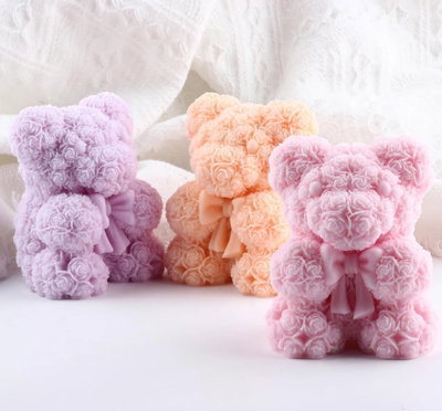 Molde de silicona Oso de rosas con moño
