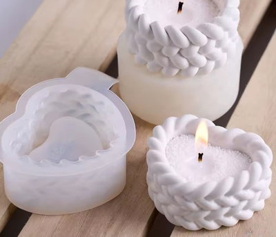 Molde de silicona corazon tejido