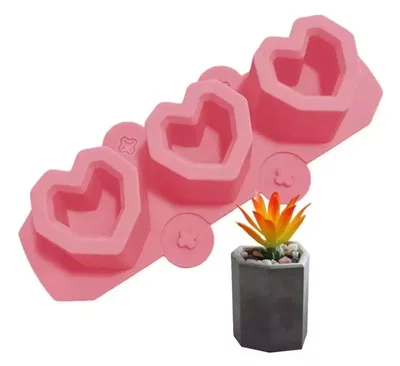 Molde de silicona Macetas x 3 corazon