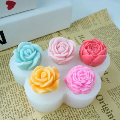 Molde de silicona rosas y peonias x 5