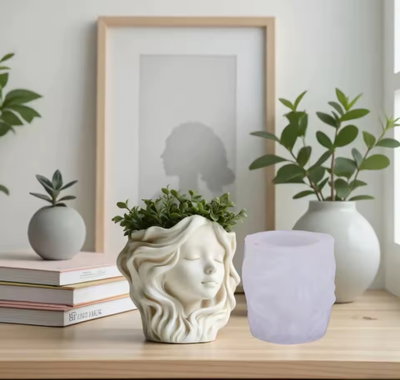 Molde de silicona Maceta niña cabello largo