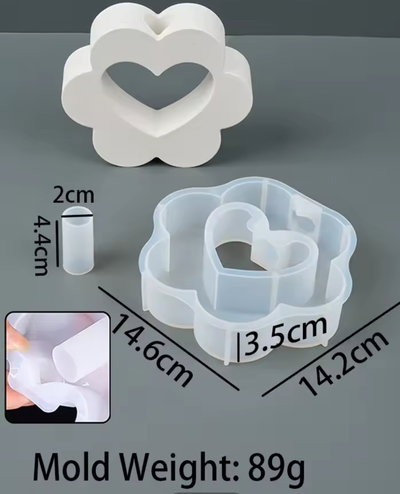 Molde de silicona Florero hidroponia flor con corazon