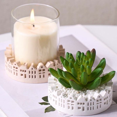 Molde de silicona Porta vela mini ciudad 9 diámetro