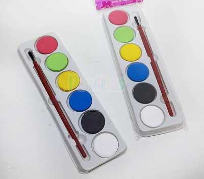 Combo x 5 blisters de acuarelas con pincel x 6 colores