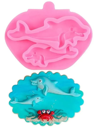 Molde silicona pareja delfines