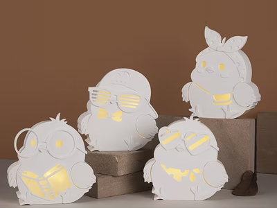 Molde caja de luz con 4 pájaros 
