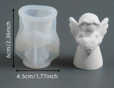 Molde Mini Angel Niña con corazón