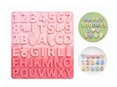 Molde Abc y números 3 cm y bb shower