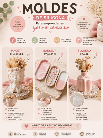 Combo " Silencio+ florero+bandeja xl"yeso/ concreto