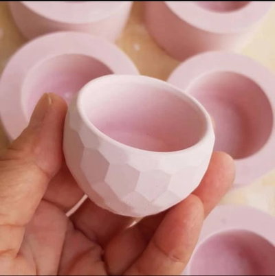 Molde de silicona Maceta redonda facetada chica