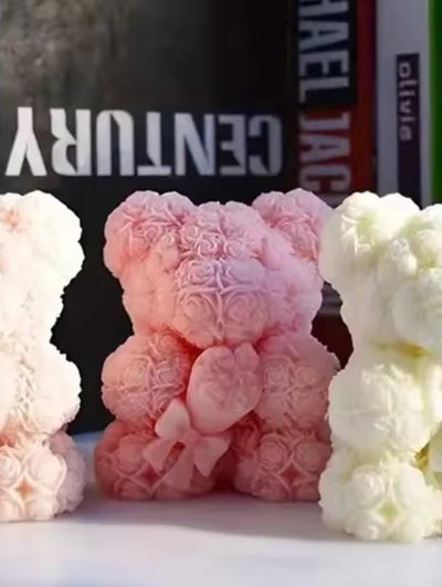 Molde de silicona Oso con rosas con ramo