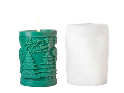 Molde de silicona Vela Merry Xmas con Pinos