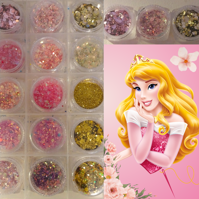 Combo x 3 Aurora Glitter y purpurina 2 rosas + dorado