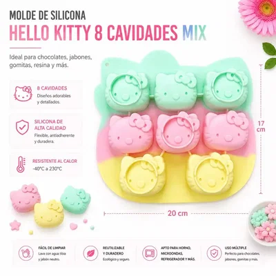 Molde Hello kitty caras x 8 uni