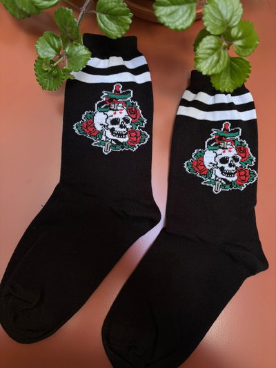 Media Larga Calaveras Rosas