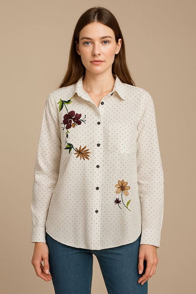 CAMISA CON FLORES BORDADO
