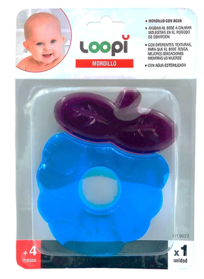 Mordillo con agua en forma de fresa 