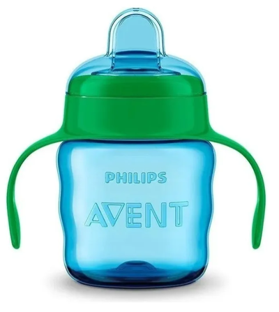 Vaso De Aprendizaje Easy Sip 200ml Con Asas Avent 551/05 Color Verde/Azul Classic