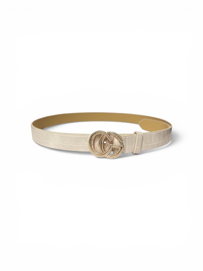 Cinto beige croco - hasta el talle 52