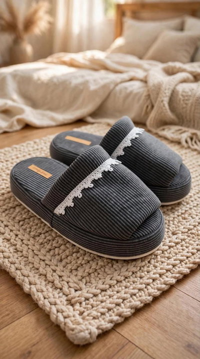 Pantufla De Morley Abierta Gris Piedra