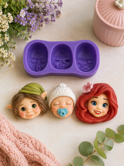 Molde Silicona ROSTRO BEBE x3  N° 152 Mamá Dora