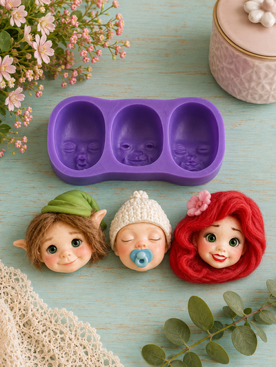 Molde Silicona ROSTRO BEBE x3  N° 152 Mamá Dora