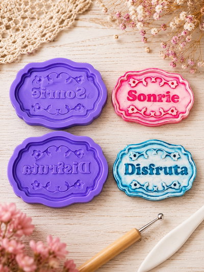 Molde Silicona FRASES DECORATIVAS SONRIE Y DISFRUTA N° 134 Mamá Dora