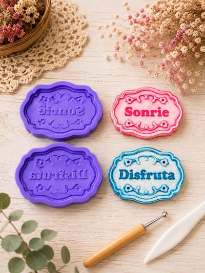 Molde Silicona FRASES DECORATIVAS SONRIE Y DISFRUTA N° 134 Mamá Dora