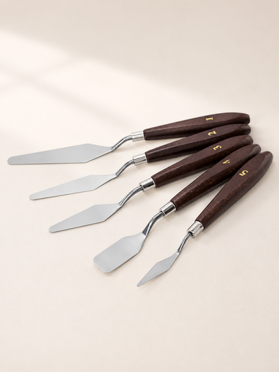 Set Espátulas para Porcelana Fría x5 Piezas con Mango Plástico
