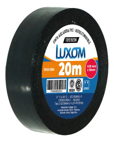 Cinta Aisladora Luxom De 20mts Negra Colo