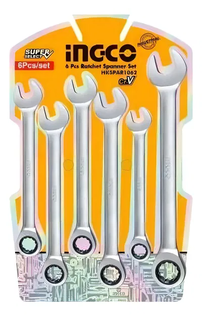 JUEGO DE 6 LLAVES COMBINADAS CON CRIQUET