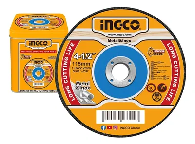 Disco De Corte Ingco 115x1.0x2.22mm Para Metal X 100 Und - Naranja