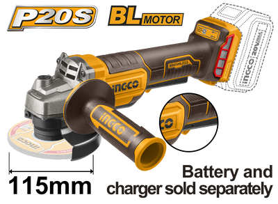 AMOLADORA 20V 4 1/2" BRUSHLESS -  SIN BAT. NI CARGADOR