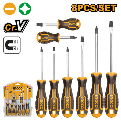 JUEGO DESTORNILLADORES 8 PIEZAS • INGCO