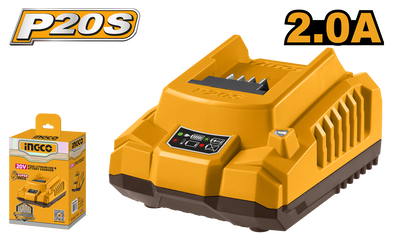 CARGADOR BATERIAS 20V 2.0A •INGCO