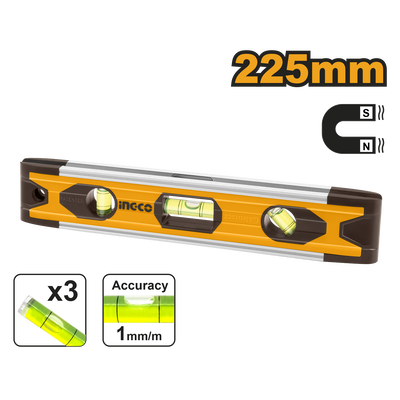 NIVEL TORPEDO MAGNETICO 22.5 CM • INGCO