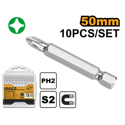 PUNTA ATORNILLAR DE IMPACTO PHILLIPS S2 PH 2 X 50MM (CAJA X10u) • INGCO