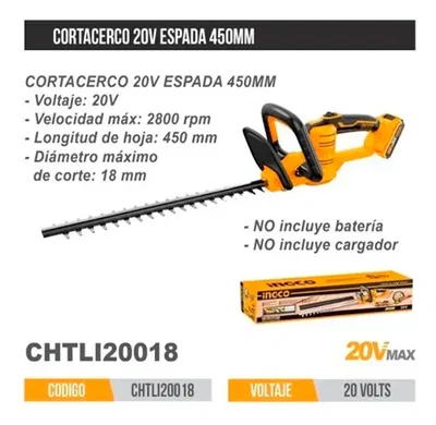 CORTACERCO 20V ESPADA 450MM • INGCO
