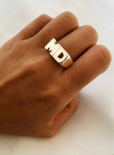 ANILLO DOBLE INICIAL PLATA 925