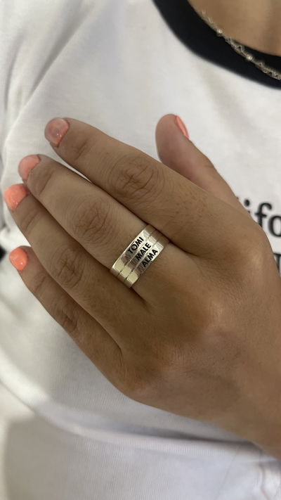 ANILLO CINTA TRES GRABADOS - PLATA 925