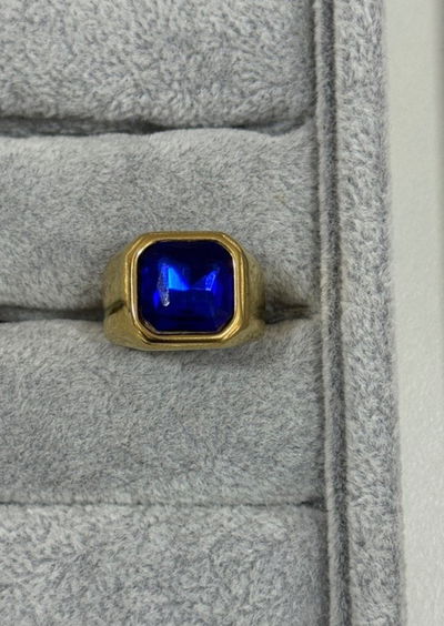 ANILLO BLUE BOX GOLD - ACERO QUIRURGICO