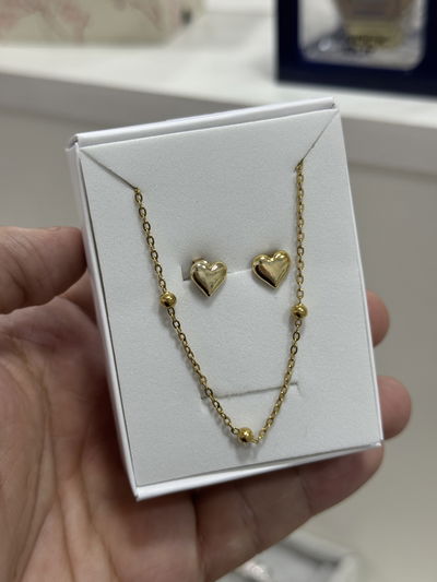 COMBO CADENA Y AROS GOLD ACERO QUIRURGICO 