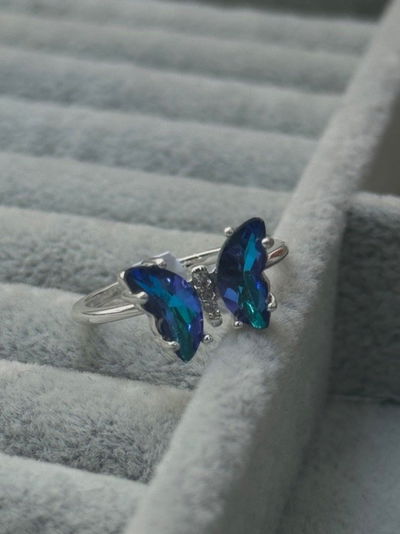 ANILLO MARIPOSA BLUE SILVER - ACERO BLANCO