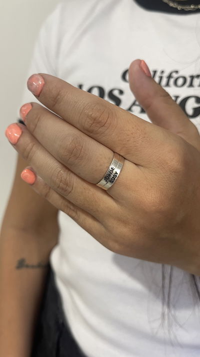 ANILLO CINTA DOS GRABADOS - PLATA 925