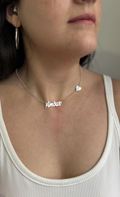 CADENA CON NOMBRE Y CORAZÓN PLATA 925