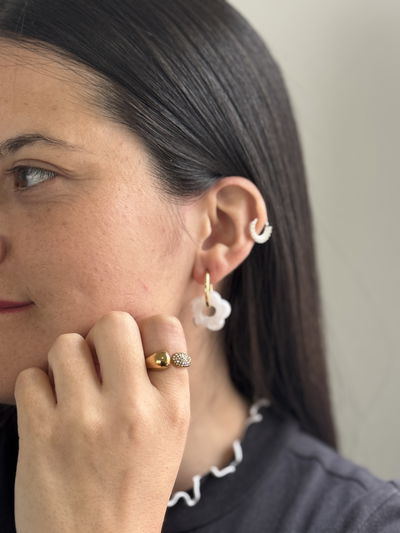 AROS FLOWER WHITE GOLD ACERO QUIRURGICO