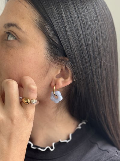 AROS FLOWER SKYBLUE GOLD ACERO QUIRURGICO