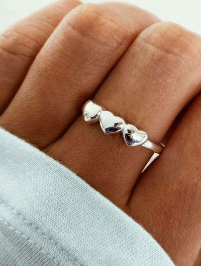Anillo Plata 925 - 3 corazones