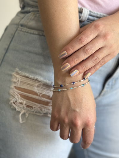 Pulsera Plata 925 - ojitos turco