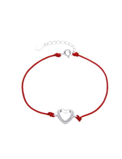 Pulsera Plata 925 - Hilo rojo corazon